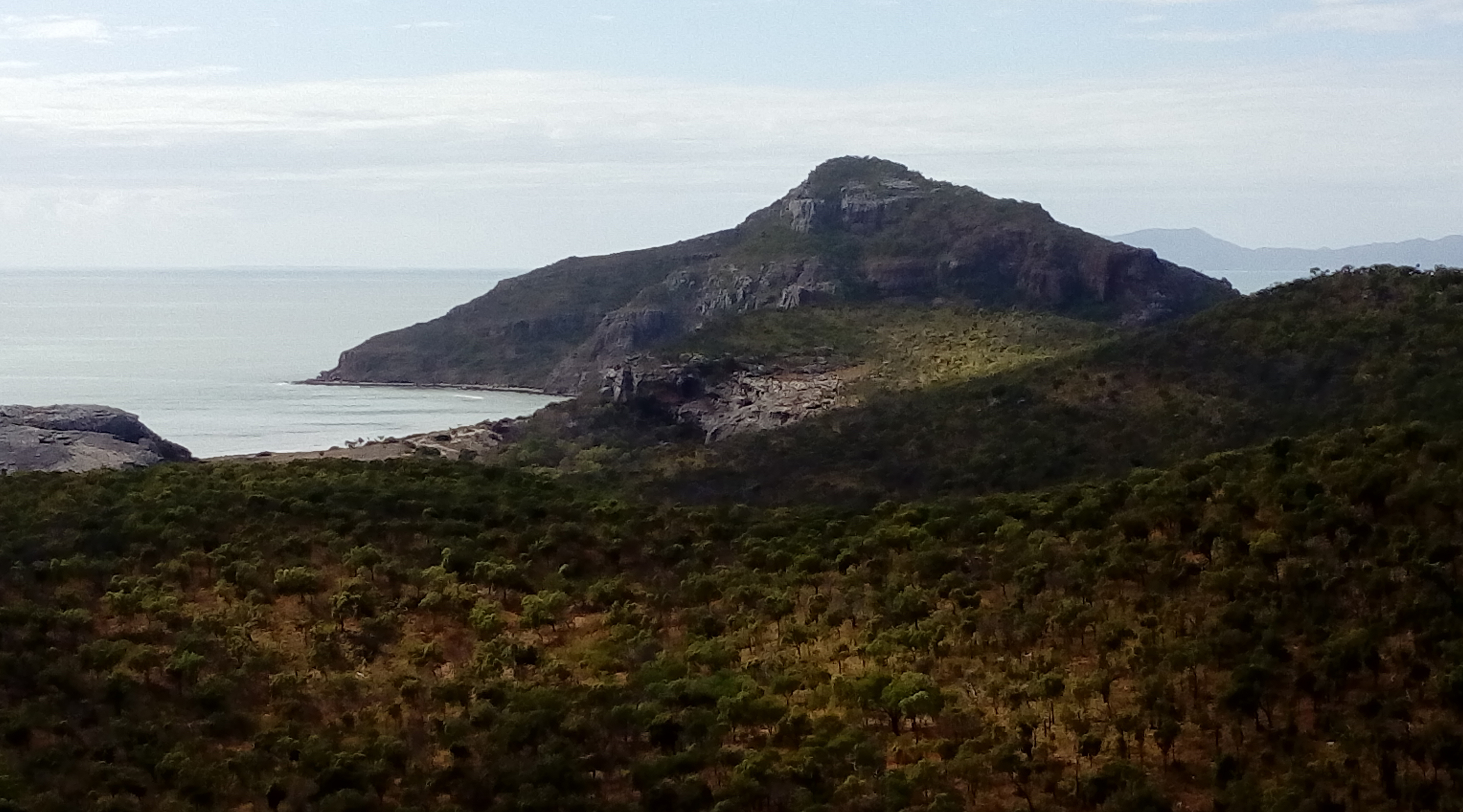 Yindayin (Endaen) rockshelter, Stanley Island. Perspective from Flinders Point, lying just to the north-west of Yindayin